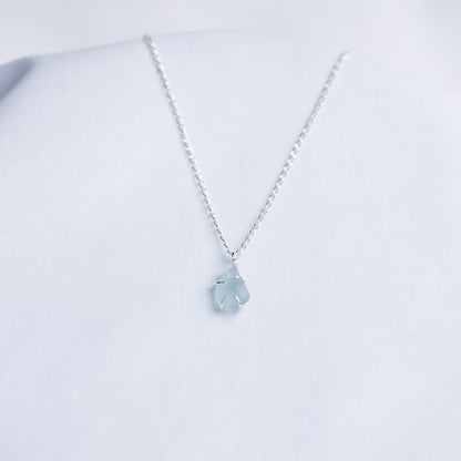 soft cornflower blue sea glass necklace